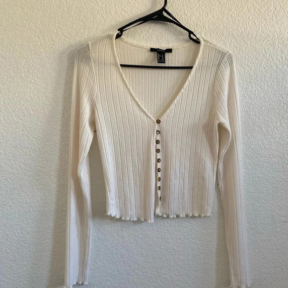❤️ Forever 21 Ribbed Button-Front Top size M - Picture 4 of 5